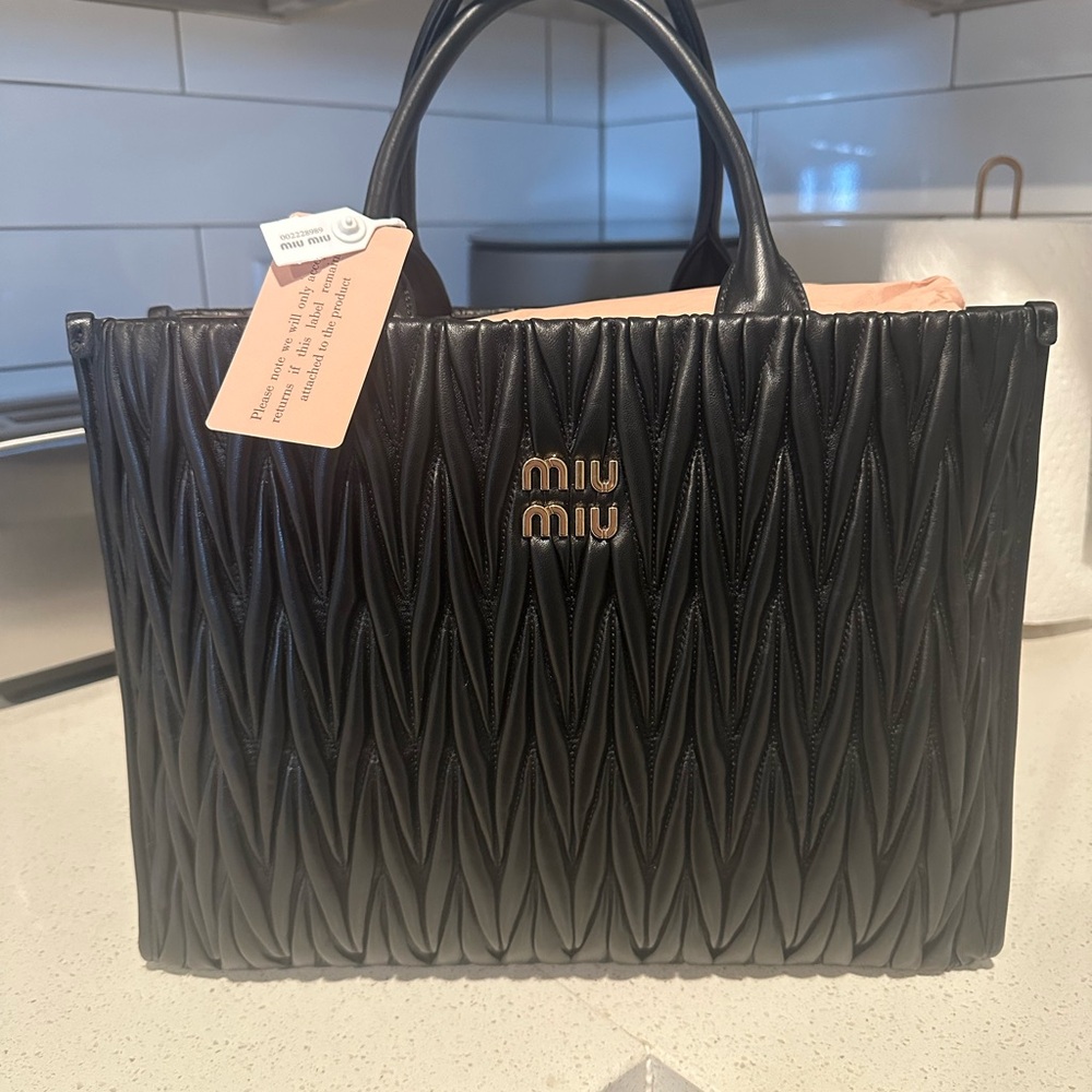 Miu Miu Matelassé Nappa Leather Tote